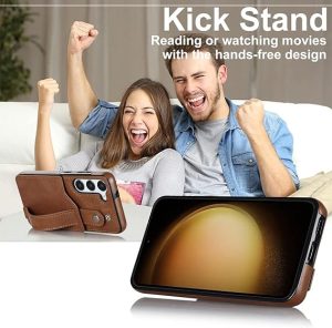 Samsung Galaxy S23 5G Case: Slim, Shockproof, and Stylish with Adjustable Strap, Kickstand, and Card Slot (Brown, 6.1 inch).